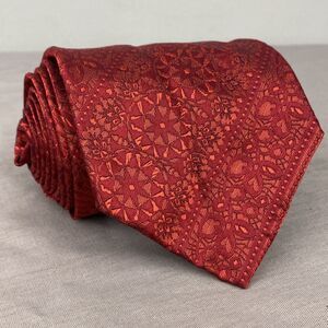 Christian Lacroix Tie Men's 56x3.5 Red Floral Silk‎ Made in Italy